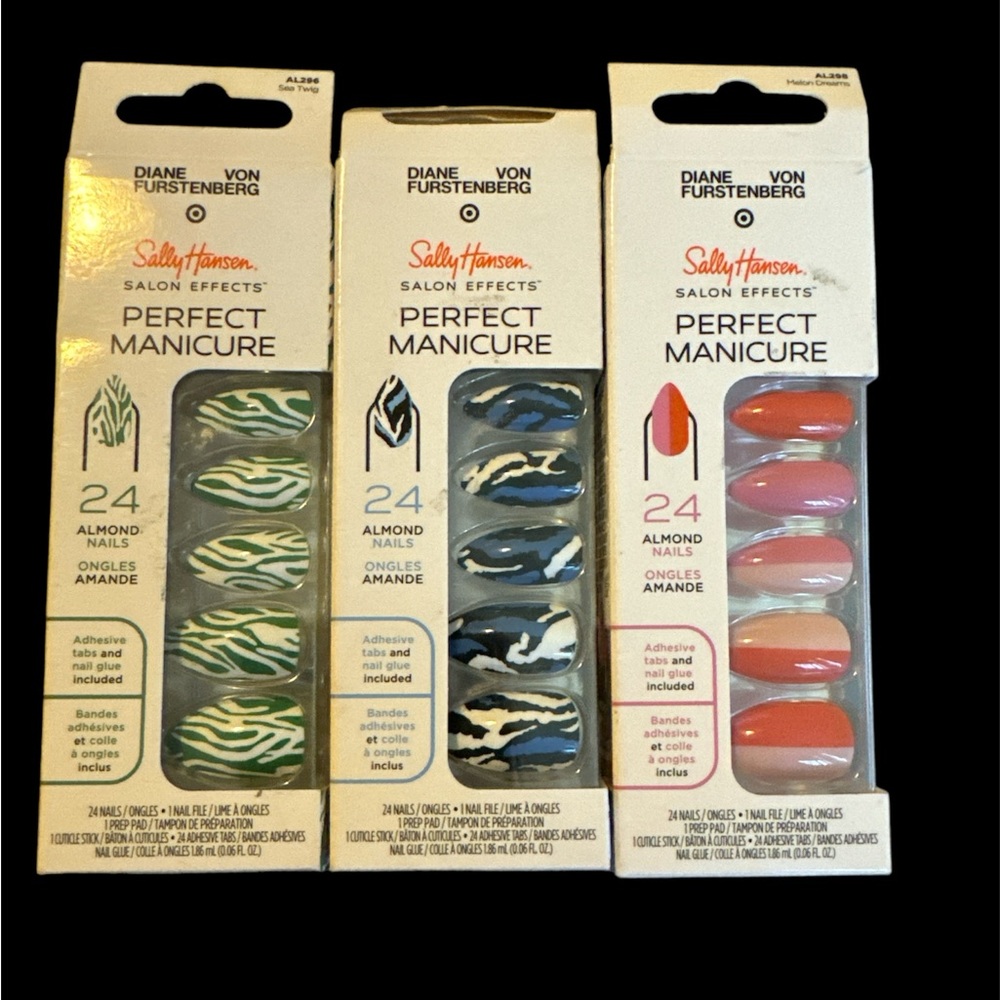 set of 3 diane von furstenberg press on nails